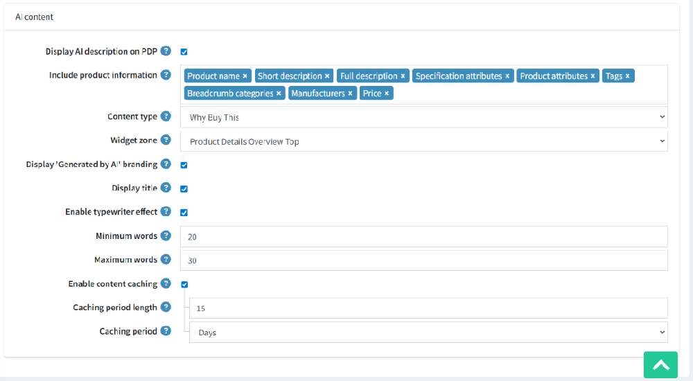 ai content generator & seo plugin ai content settings